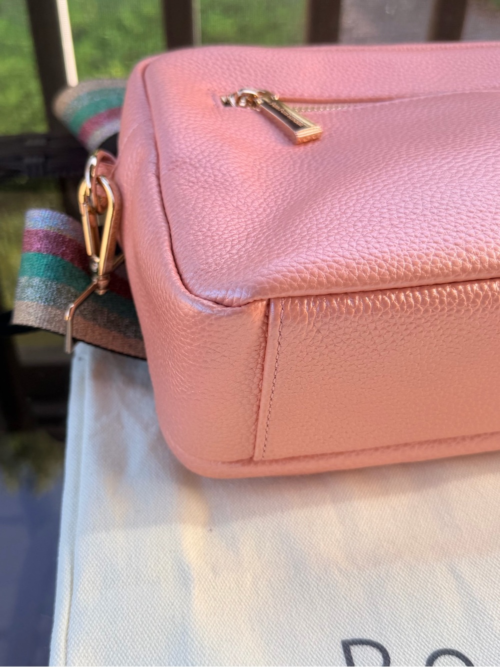 Pom Pom London Metallic Pink Original Plus Bag with 3 Straps - Picture 6 of 8